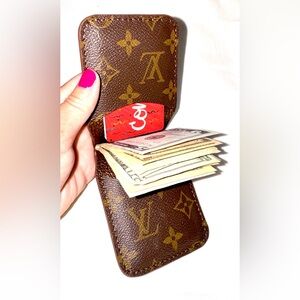 ♥️ Monogram leather flap wallet card holder money clip